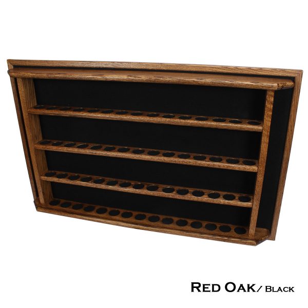 Shot Glass Display Shooter Case - 60 Place Red Oak Finish