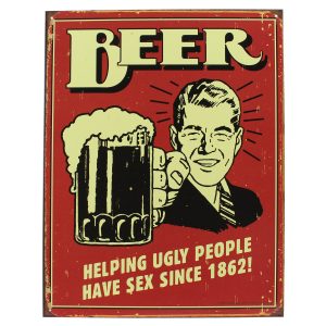 Beer Helping Ugly People FUNNY TIN SIGN vintage bar metal poster wall decor 1328 