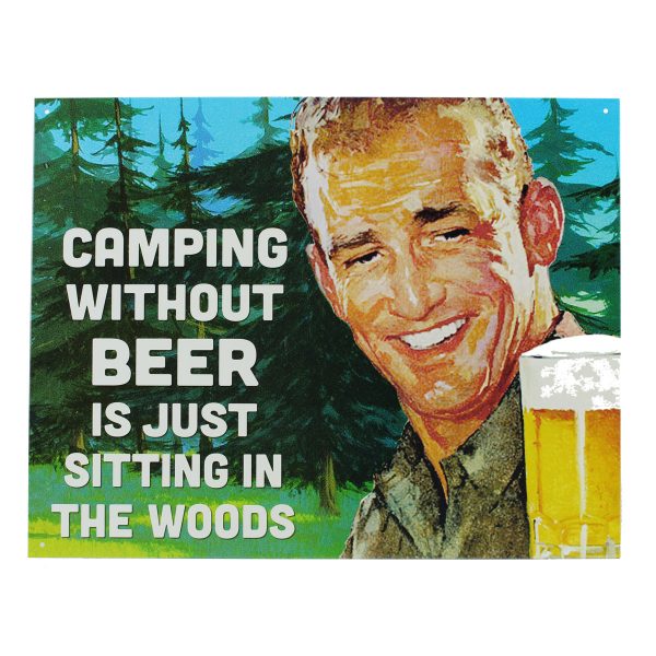 Vintage Metal Sign - Camping Without Beer