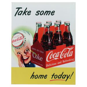 Vintage Metal Sign - Take some Coca Cola home today!