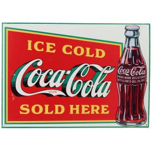 Vintage Metal Sign - Ice Cold Coca-Cola Sold Here 1989