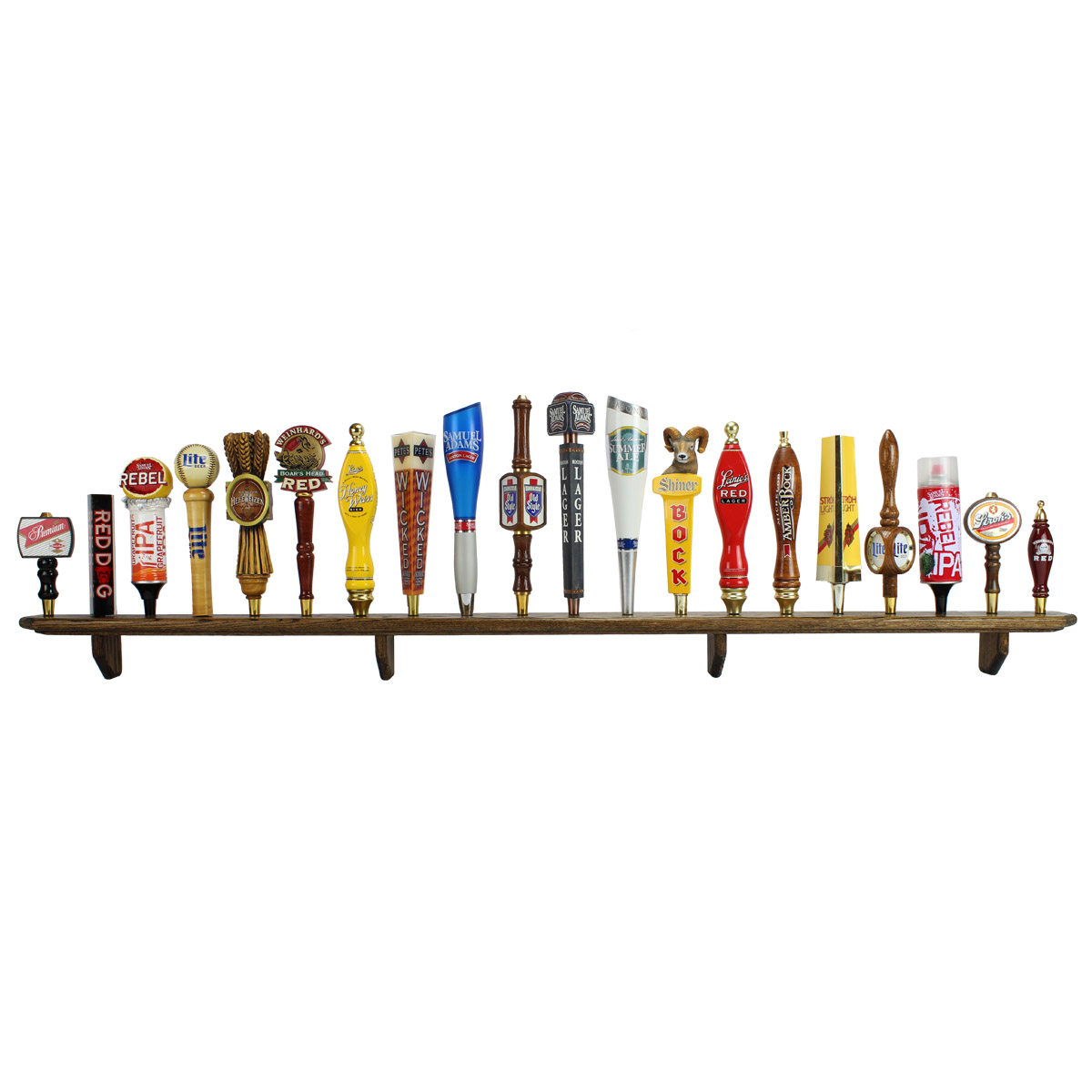 WALNUT FINISH BEER TAP HANDLE DISPLAY HOLDS 24 TAPS on 3 levels 