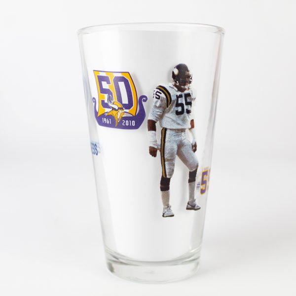 beer pint glass Beer Pint Glass - Miller Lite NFL MN Vikings 50 Years Of Greatness Scott Studwell