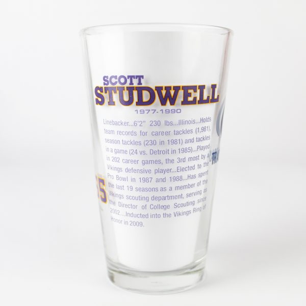 beer pint glass Beer Pint Glass - Miller Lite NFL MN Vikings 50 Years Of Greatness Scott Studwell