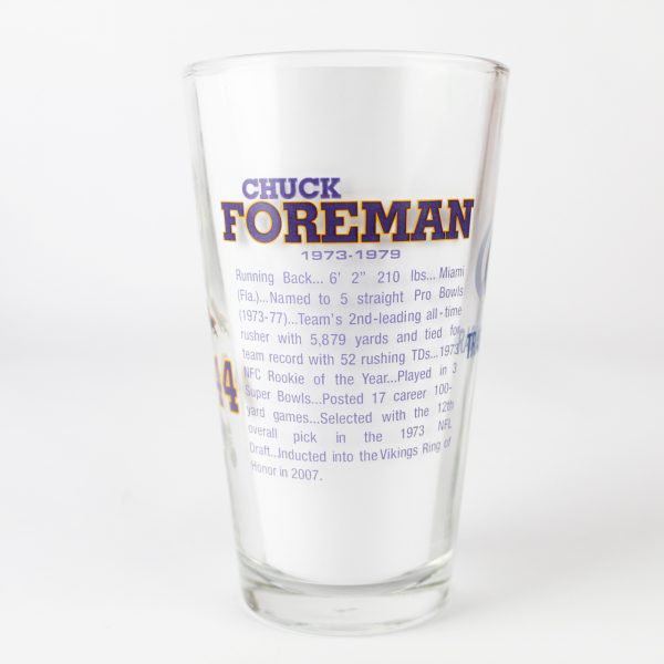 Beer Pint Glass – Miller Lite NFL MN Vikings 50 Years Of Greatness Chuck Foreman
