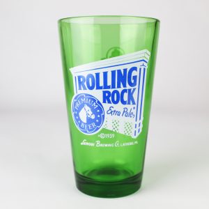Beer Pint Glass - Rolling Rock Extra Pale - Old Latrobe "33" - Green