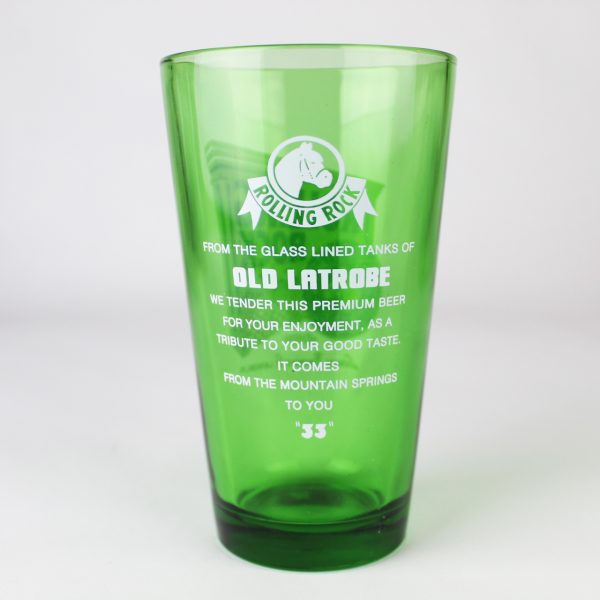 Beer Pint Glass - Rolling Rock Extra Pale - Old Latrobe "33" - Green