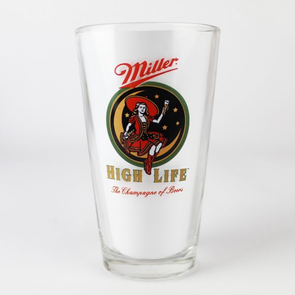 Beer Pint Glass - Miller High Life - Girl on the Moon