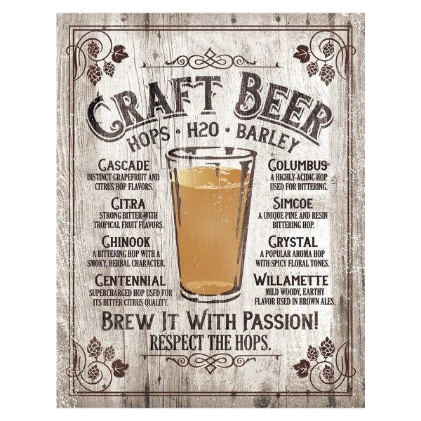 Vintage Metal Sign - Craft Beer Hops - Brew it with Passion