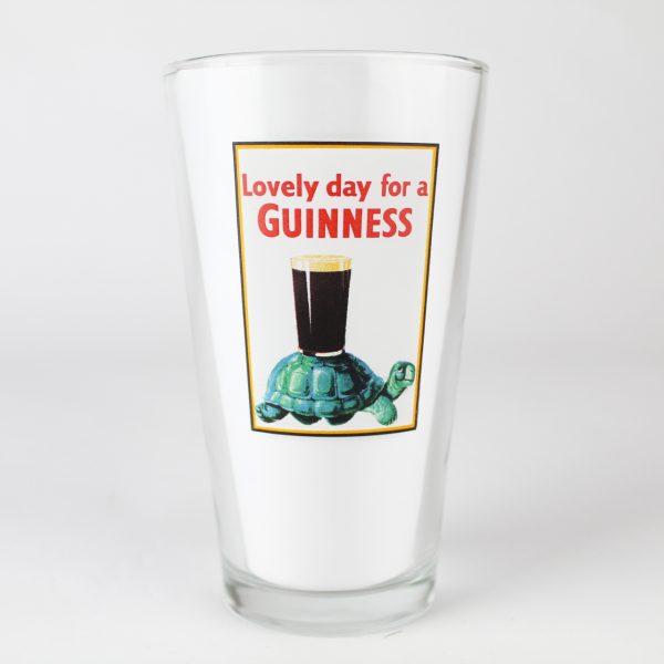 Beer Pint Glass - Guinness Draught - Lovely day For A Guinness - Turtle
