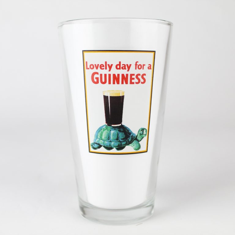 Beer Pint Glass Guinness Draught Lovely day For A Guinness Turtle