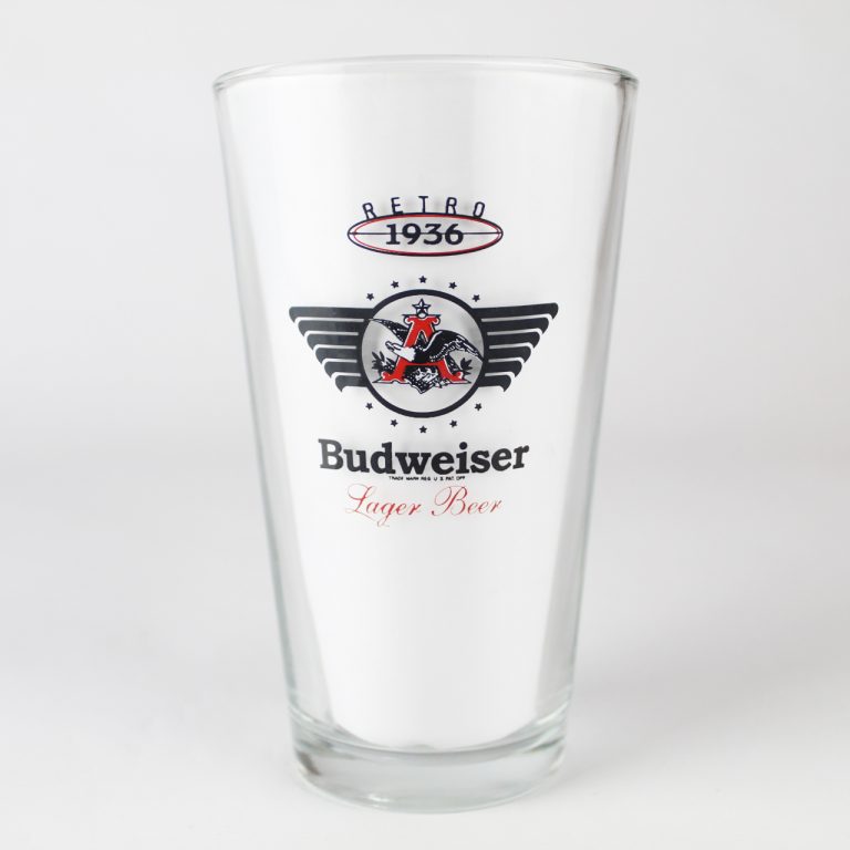 Beer Pint Glass - Budweiser Retro Pint 1936 - Display Shack