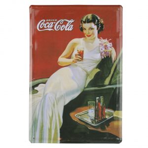 Vintage Metal Sign - Coca-Cola Girl in Evening Gown