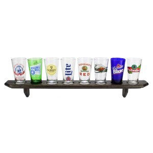 Beer Pint Glassware Display Shelf - 8 Place Solid Oak