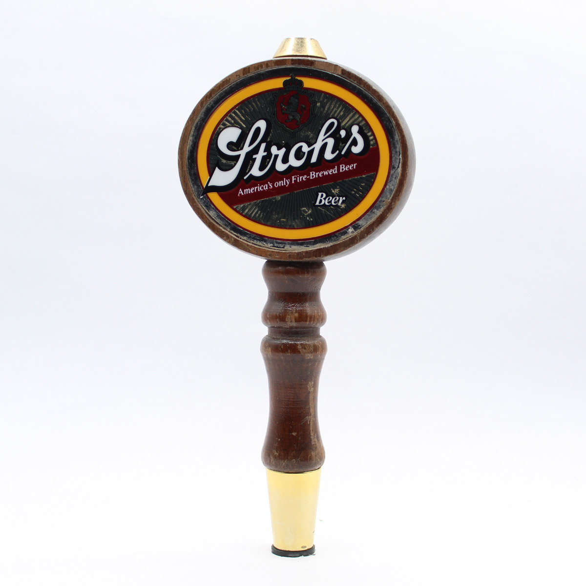 Vintage Stroh's Beer Tap Handle Hockey Puck Wood Stick 10" size 