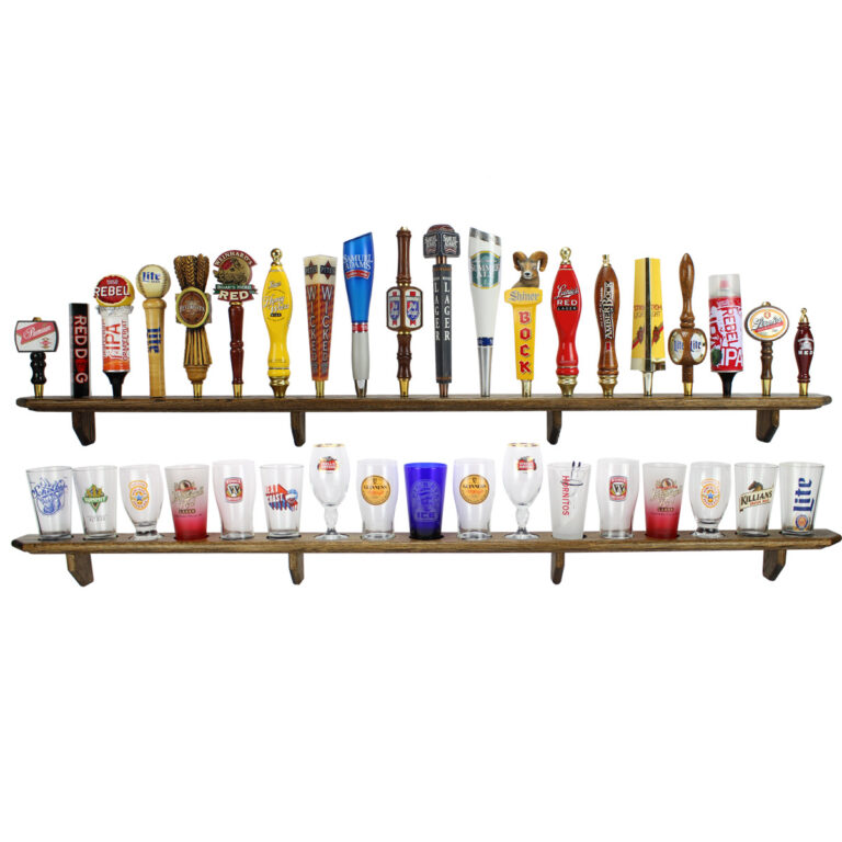 Beer Pint Glassware Display Shelf 17 Place Solid Oak