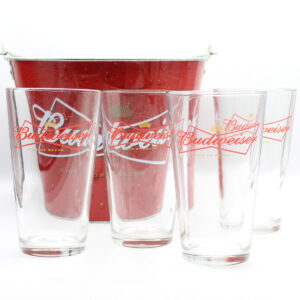 Beer Ice Bucket & Pint Glasses - Budweiser